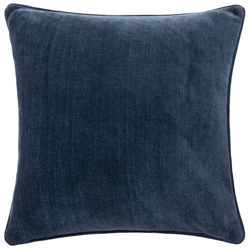 Yard Furn Heavy Chenille Polyester Filled Cushion – Luxury Soft Velvet Piped Decorative Cushion (Navy - 50x50cm)
