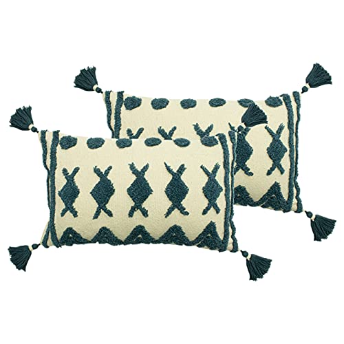 furn. Esme Polyester Filled Cushions (Twin Pack), Cotton, Teal