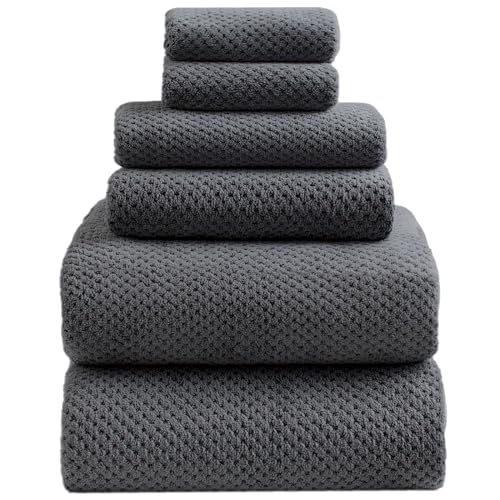 HVMS Oversized Bath Towels Extra Large 40x80 Inches Bath Sheets for Adults Super Soft Quick Dry Highly Absobent Microfiber Shower Towels (6 Piece,Charcoal)