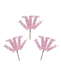 Set of 3 Pink Glitter Spiral Christmas Tree Picks, 18cm Sprays