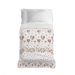 PENSIERI DELICATI Bedspread 170 x 280 cm, Single Sheet 100% Cotton Pique, Ideal as a Furniture Towel, 1 Square Bed Blanket, Beige Hot Air Balloon, 100% Made in Italy