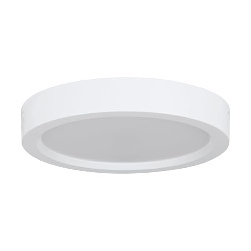 Eglo LED Ceiling Light Fixture Idun-E, Round Flush Mount lamp for Hallway, Bedroom Lighting, White Plastic, Warm White, Ø 21 cm