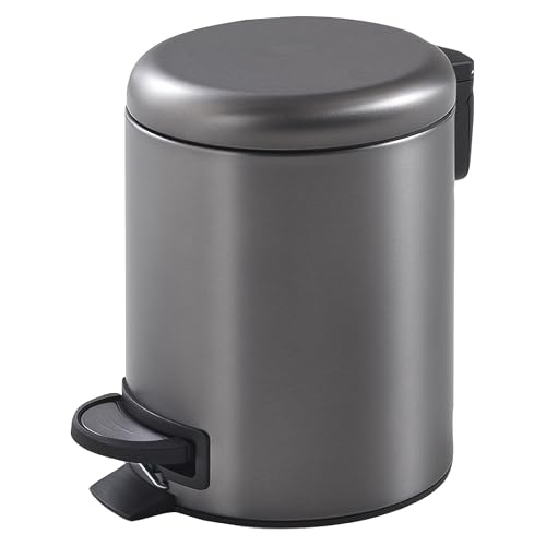 Gedy Potty 5 Litre Pedal Bin with Lid - Gun Metal