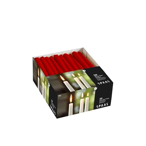 Spaas Unscented Festilux Dinner Candles 23/250mm, ±8 Hours, 50 Pieces, Red