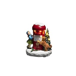 "Konstsmide Christmas Lights ""Child and Dog Scene Post Box"" Christmas Ornament Decoration/Battery Operated: 3xAAA (Excl.)/Christmas Scene Multi Coloured Diodes"