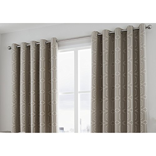Curtina Camberwell Print Eyelet Lined Curtains, Stone, 46 x 54 Inch