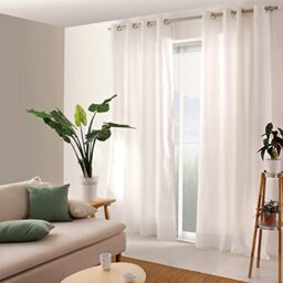 ED ENJOY HOME Panama Collection Curtain with Silver Eyelets, 135 x 240 cm, White, 100% Cotton, Oeko-TEX Certified Fabric