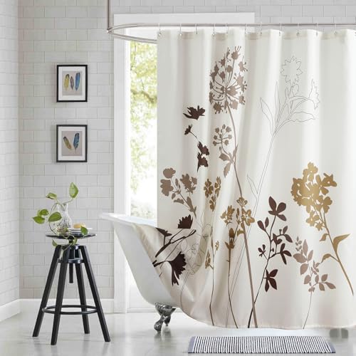 "BESTRIPES Silhouette Fabric Shower Curtain (72"" W x 78"" H, Silhouette-Brown)"