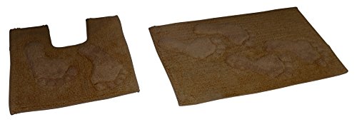Rapport Home Feet Bath and Pedestal Mat Set, Cotton, Chocolate, 80 x 50 x 2 cm