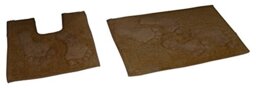 Rapport Home Feet Bath and Pedestal Mat Set, Cotton, Chocolate, 80 x 50 x 2 cm