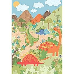 "Riva Paoletti Kids Dinosaur Wall Art Mural - Green - Adaptable Wall Paste Application - Paste Included - 158 X 232Cm (62"" X 91"" Inches) - Designed In The Uk"