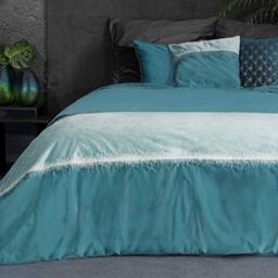 Eurofirany Velvet Velvet Bedspread Throw Metal Stitching Elegant Elegant Glamour Bedroom Living Room Guest Lounge Turquoise 220 x 240 cm