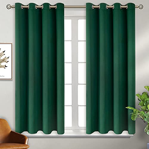 BGment Room Darkening Thermal Insulated Blackout Curtains Grommet Top Drapes for Bedroom 46 x 54 Inch Green Set of 2