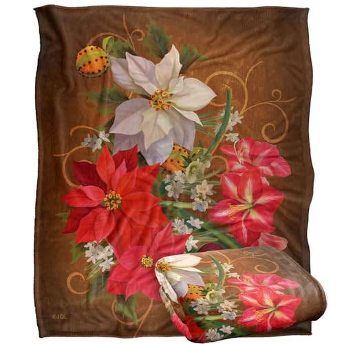 Jq Licensing - Lc-Jp Winter Floral Poinsettias Silky Touch Super Soft Throw Blanket 152 X 127 Cm