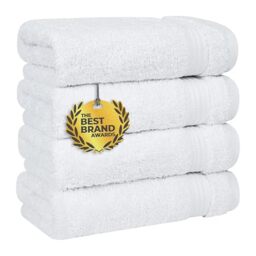 Cotton Paradise Hand Towels for Bathroom, 100% Cotton Turkish 4 Piece Hand Towel Set, Soft Absorbent Face Towels Clearance Set, White Hand Towels