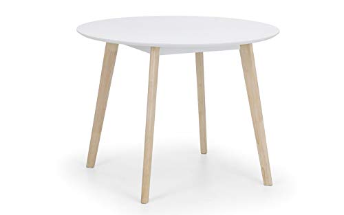 Julian Bowen Casa Round Dining Table, White/Oak - H75 x W100 x D100cm