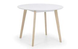 Julian Bowen Casa Round Dining Table, White/Oak - H75 x W100 x D100cm