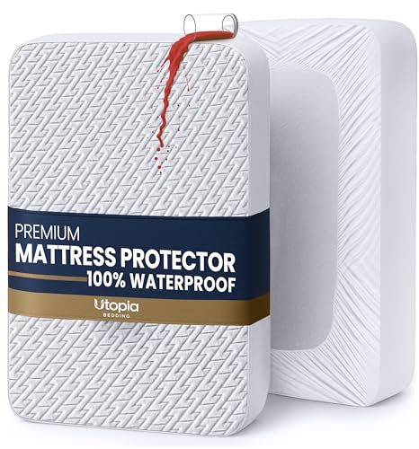Utopia Bedding Waterproof Mattress Protector Zig Zag Full Size Mattress Cover 180 x 200 x 30 cm Machine Washable