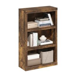 Furinno RAIL Book Shelf, 3-Tier Bookshelf, Bookcase with Open Shelf, 25.65 x 62.48 x 99.06 cm, for Living Room, Bedroom, Home Office, Amber Pine