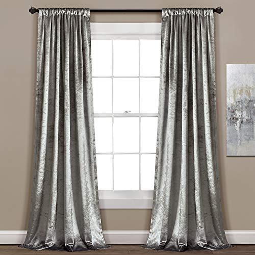 Lush Decor Velvet Dream Window Curtain Panels, 84 by 40-Inch, Silver, Set of 2