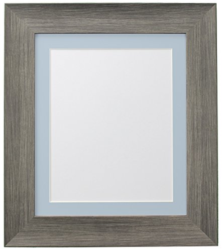 FRAMES BY POST Hygge Picture, Photo and Poster Frame, Plastic Glass, Wolf Grey with Blue Mount, 20 x 16 Inches Image Size A3
