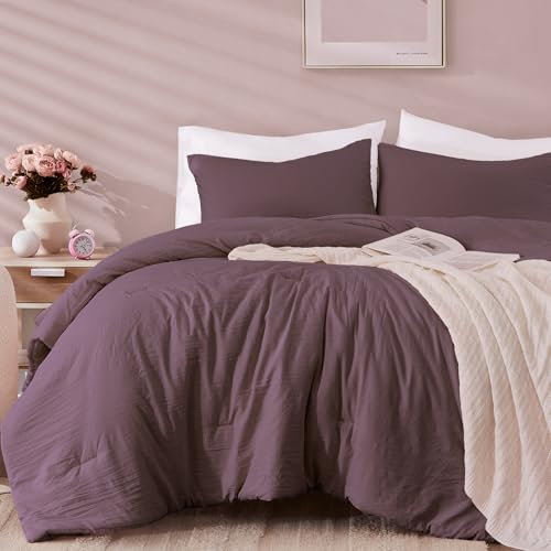 WRENSONGE Twin/Twin XL Comforter Set - 2 Piece Dark Purple Prewashed Soft Lightweight All Season Fluffy Down Alternative Twin XL Comforter with 1 Pillowcase