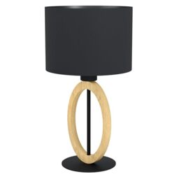 Eglo Bedside lamp Basildon 1, Minimalist Table Light Made of Natural Wood