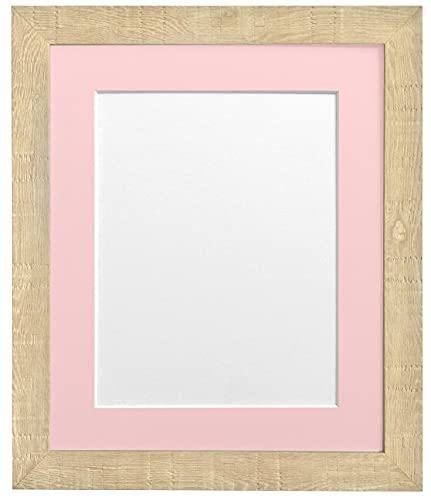 FRAMES BY POST Deep Grain Picture Photo Frame, Recycled Plastic, Light Brown with Pink Mount, 8 x 6 Image Size 6 x 4 Inch