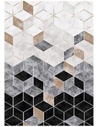 MANI TEXTILE Luxury Rug, Polyester, Black, 80 x 150 cm