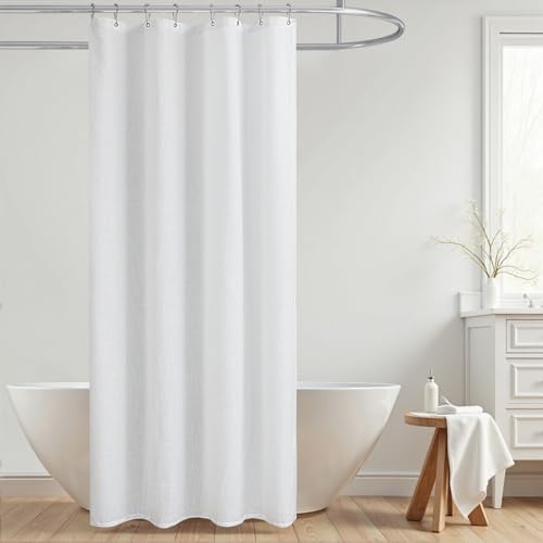 KOUFALL White 54x78 Inch Length Waterproof White Fabric Shower Curtain