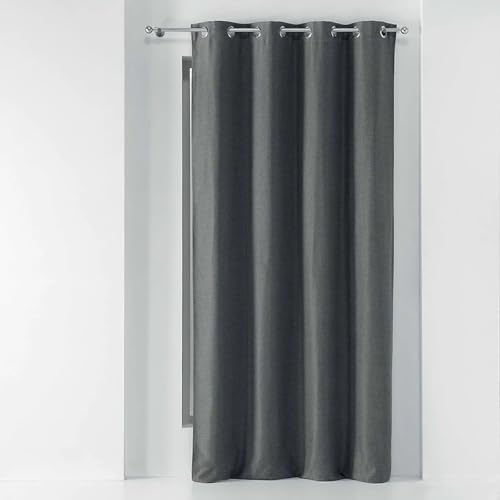 Douceur d'Intérieur Eyelet Curtain 135 x 240 cm Plain China Charcoal Chambray