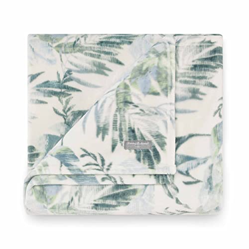 "Tommy Bahama - Throw Blanket, Plush Fleece Bedding, Tropical Home Decor for Bed or Couch (Wallpaper Leaves Green, 50"" x 70"")"