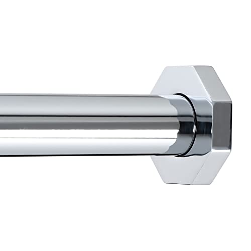 Ivilon Tension Curtain Rod - Hexagonal Spring Tension Rod for Windows or Shower, 36 to 54 Inch, Chrome