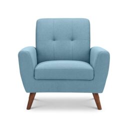 Julian Bowen Monza Armchair, Retro, Faux Linen, Blue - H83 x W85 x D81cm