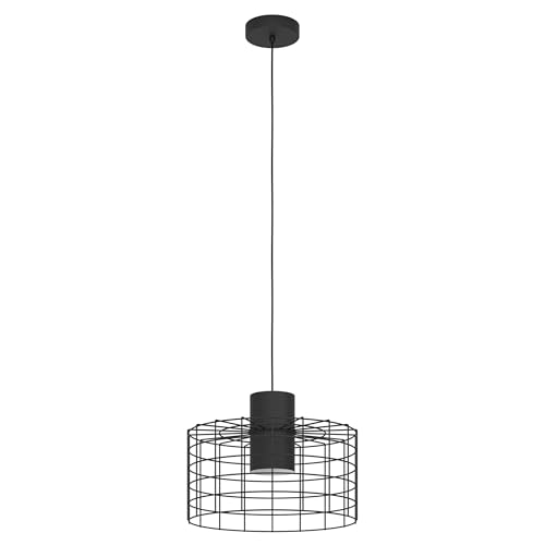 Eglo Pendant Lighting Milligan, Industrial Ceiling Light Fitting Made of Black and White Metal, Hanging lamp for Dining and Living Room, E27 Socket, Ø 33 inches