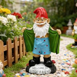 Tirifer 8.3inch/21cm Big Size Garden Gnome, Polyresin Outdoor Sculpture Gnome Statue Garden Figurine Art Garden Decoration for Lawn Yard Balcony Porch Patio