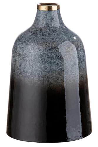 GILDE Decorative Vase Conical Flower Vase Made of Metal - Decorative Living Room Gift for Women - Colours: Grey Black Height 25 cm