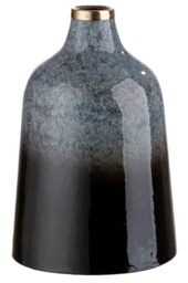 GILDE Decorative Vase Conical Flower Vase Made of Metal - Decorative Living Room Gift for Women - Colours: Grey Black Height 25 cm