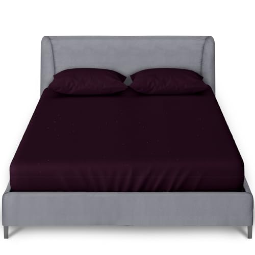 GC GAVENO CAVAILIA Percale Super King Size Fitted Sheets - Plain Dyed Bedding - 25Cm Anti Wrinkle Non Iron Polycotton Bed Sheet - Berry