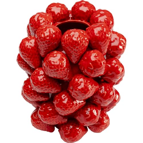 Kare Design Deco Vase Strawberries, Red, Decorative Vase for Flowers, Modern, Room Decor, Home Decor, Table Decoration for Living Room, Bedroom, Home Office, 24x21x21 cm (H/W/D)