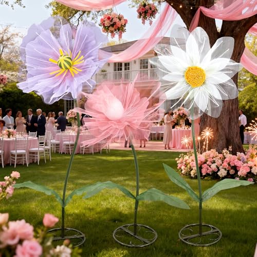 Leinuosen 3 Pcs Giant Flowers for Decoration Wedding Reception Essential Decoration 5.6 ft Artificial Large Flower with Stems for Office Home Hotel Wedding Backdrop Birthday Party(Classic)