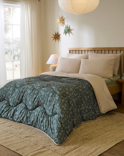 Night Lark Coverless Duvet - Nordic Christmas, Double - Advanced Smartfil?? Fibre, Machine Washable, Hypoallergenic, Design, Coverless Duvet Double Bed Size & Pillowcase Set