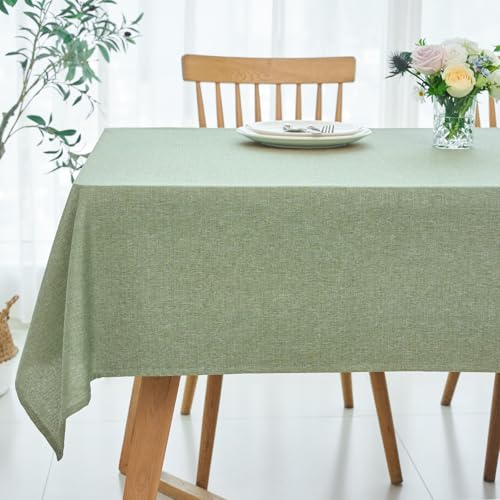 maxmill Rectangle Linen Textured Tablecloth Waterproof Spillproof Wrinkle Free Washable Fabric Table Cloth Kitchen Dining Tabletop Decoration Table Cover for Holiday Party, 52 x 70 Inch, Sage Green
