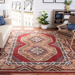 Safavieh Traditional Distressed Indoor Woven Rectangle Area Rug, Bijar Collection, BIJ647, in Red / Rust, 201 X 274 cm for Living Room, Bedroom or Any Indoor Space