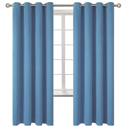 BGment Blackout Curtains for Bedroom - Grommet Thermal Insulated Room Darkening Curtains for Living Room, Set of 2 Panels (52 x 72 Inch, Faded Denim)