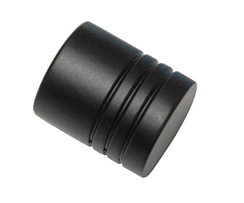 Gardinia Cylinder End Pieces for Curtain Pole Diameter 16 mm Metal Matt Black Pack of 2
