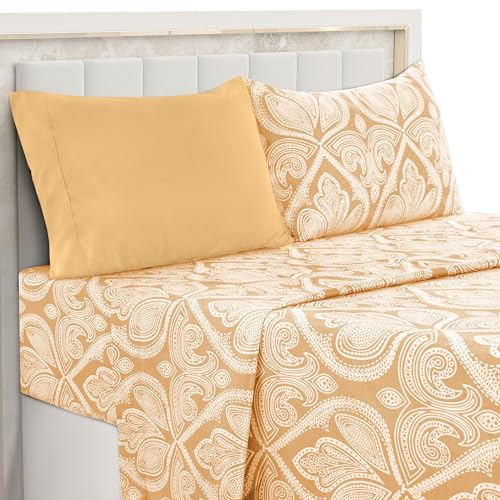 LDC LUX DECOR COLLECTION Paisley Pattern Ultra Soft Deep Pocket Duvet Cover Set Taupe Double