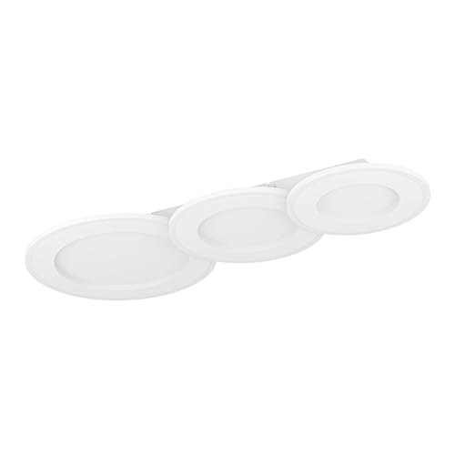 Eglo LED Ceiling lamp Scagno, Light Fixture with 3 Rings, Hallway and Bedroom Lighting, Metal and Acrylic in White, Warm White, 59 x 64 cm