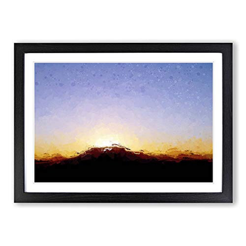 Table Mountain at Sunset in Abstract Framed Print - A2 Black Framed Wall Art - Ready to Hang - Abstract Landscape Picture - Living Room Bedroom Lounge Office