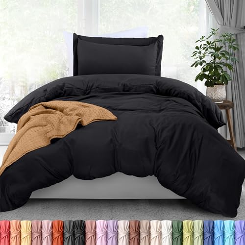 Utopia Bedding Duvet Cover Twin Size Set - 1 Duvet Cover with 1 Pillow Sham - 2 Pieces Comforter Cover with Zipper Closure - Ultra Soft Brushed Microfiber, 68 X 90 Inches (Twin/Twin XL, Black)